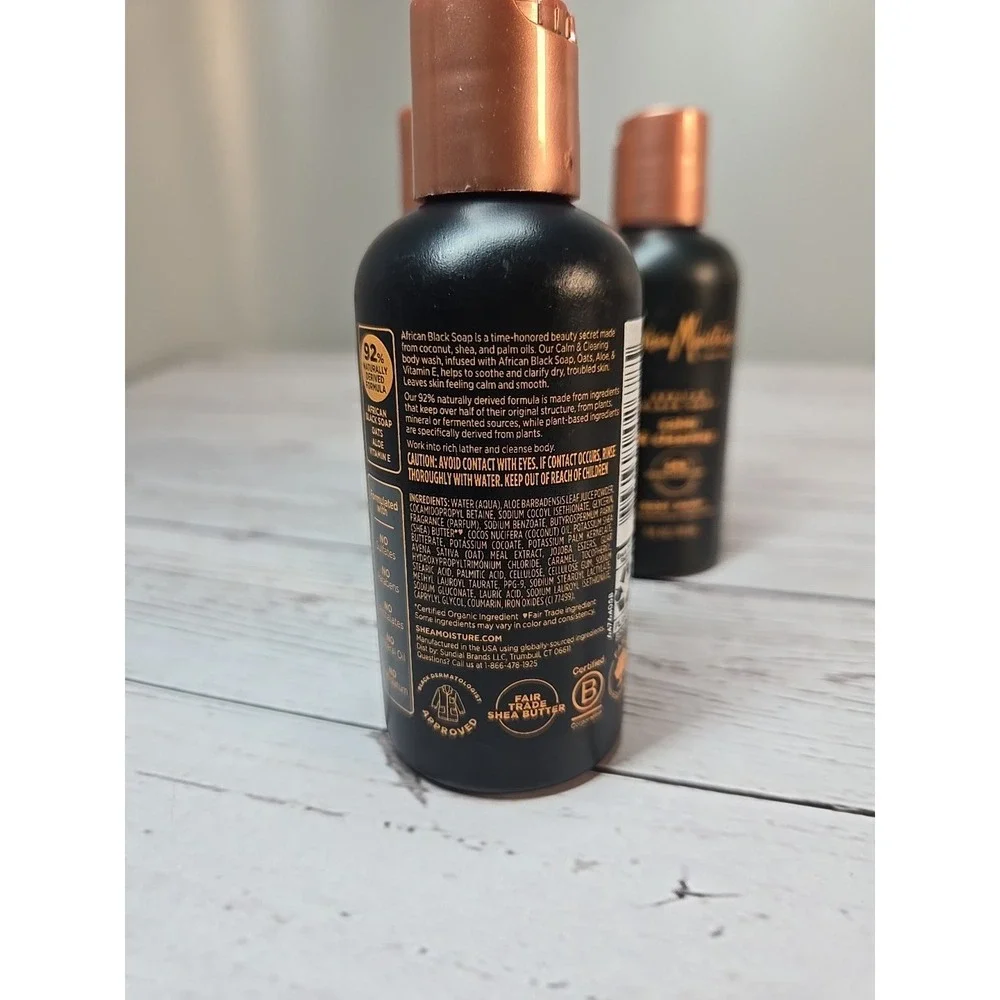 Lot of 3 -‎ Shea Moisture African Black Soap Calm & Clearing Body Wash - 3 oz